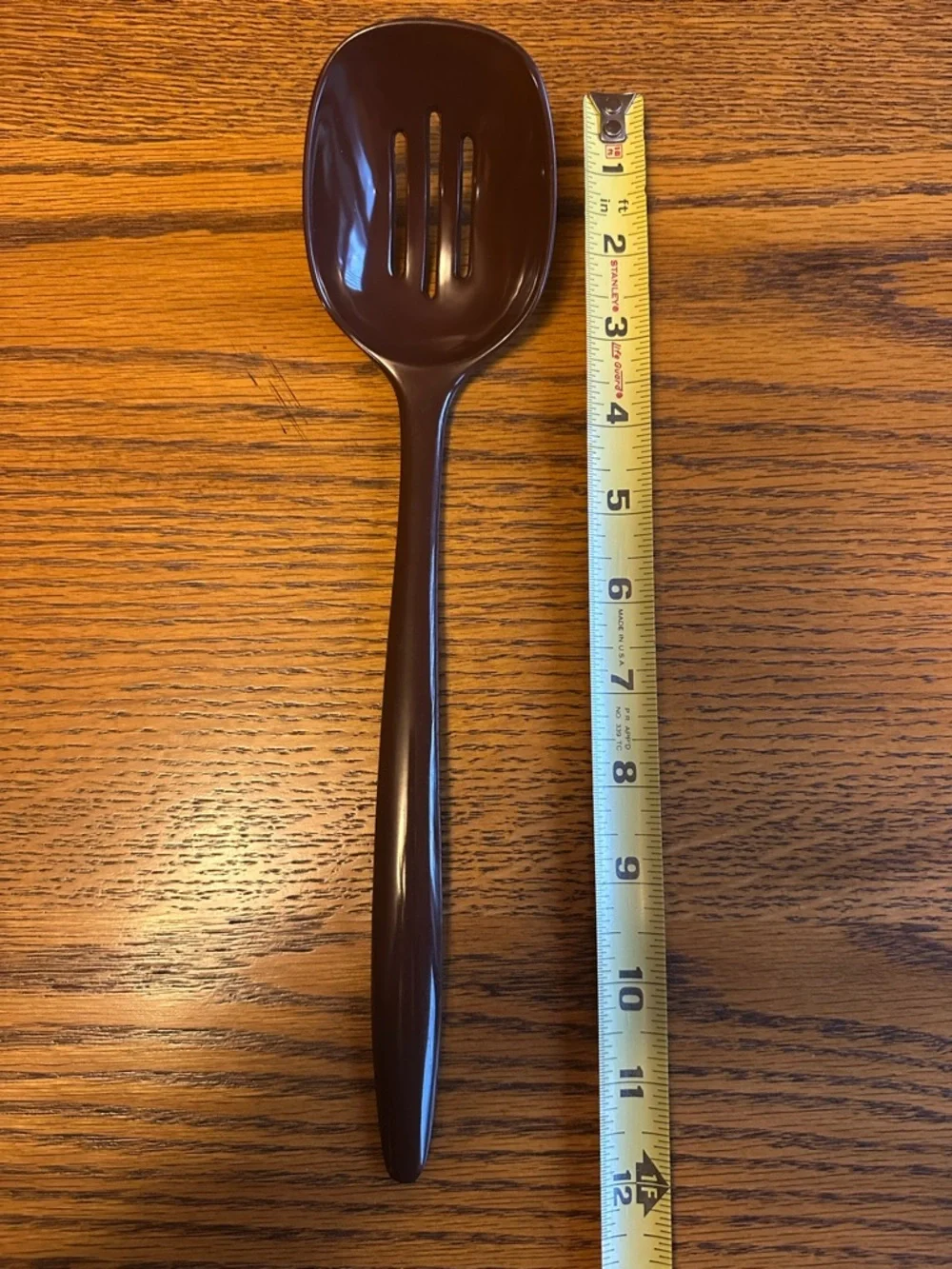 Vintage Brown Slotted Melamine Serving Spoon Rosti for Hutzler Made In Denmark